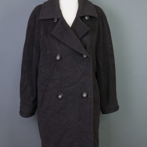 MaxMara Charcoal Double-Breasted Pea Coat - Picture 1 of 8